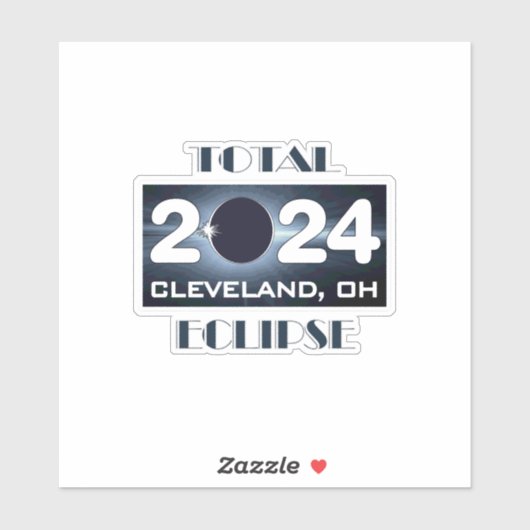 Total Eclipse Cleveland Ohio 2024 Path of Totality Sticker (Vel)
