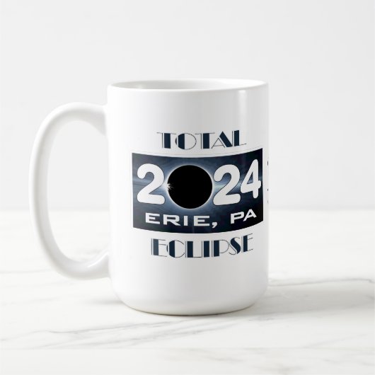 Total Eclipse Erie PA 2024 Pad van Totaliteit Koffiemok (Links)