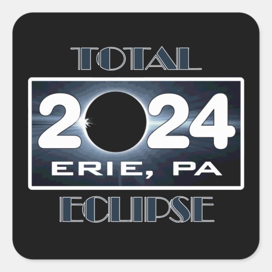 Total Eclipse Erie PA 2024 Pad van Totaliteit Vierkante Sticker (Voorkant)