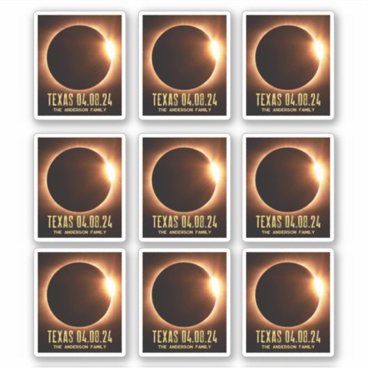 Total Eclipse Texas 2024 gepersonaliseerd Sticker (Voorkant)