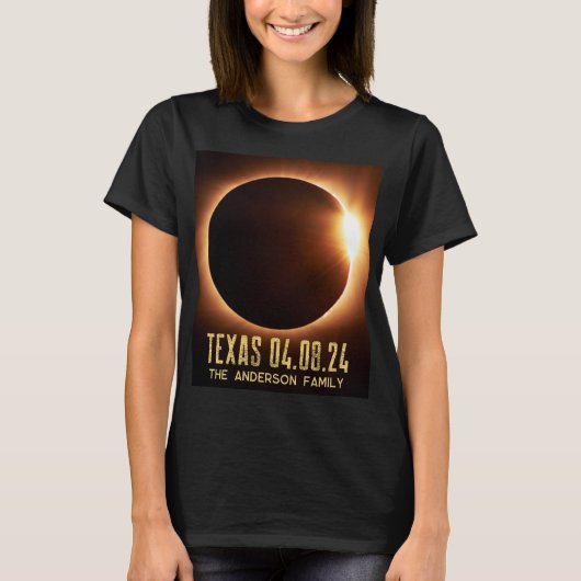 Total Eclipse Texas 2024 gepersonaliseerd T-shirt (Voorkant)