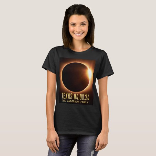 Total Eclipse Texas 2024 gepersonaliseerd T-shirt (Voorkant volledig)