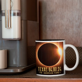 Total Eclipse Texas 2024 gepersonaliseerd Tweekleurige Koffiemok