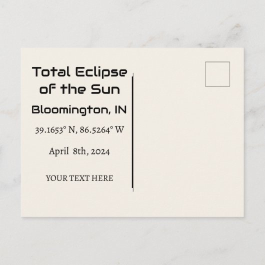 Total Eclipse van de Sun Custom BRIEFKAART (Achterkant)