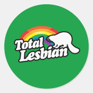 TOTAL LESBIAN BEAVER - WIT - (2).png Ronde Sticker