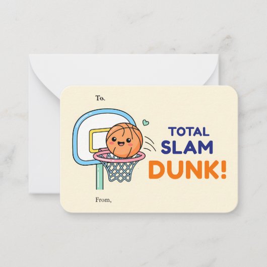 Total Slam Dunk Valentine Flat Note Card Notitiekaartje (Voorkant)