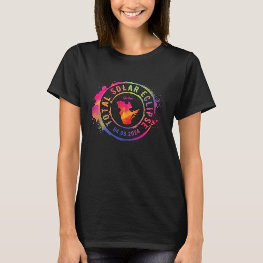 Total Solar Eclipse 2024 Canada Quebec Totality Co T-shirt (Voorkant)