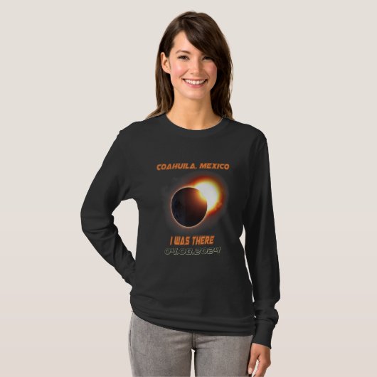 Total Solar Eclipse 2024 Coahuila Mexico T-shirt (Voorkant volledig)