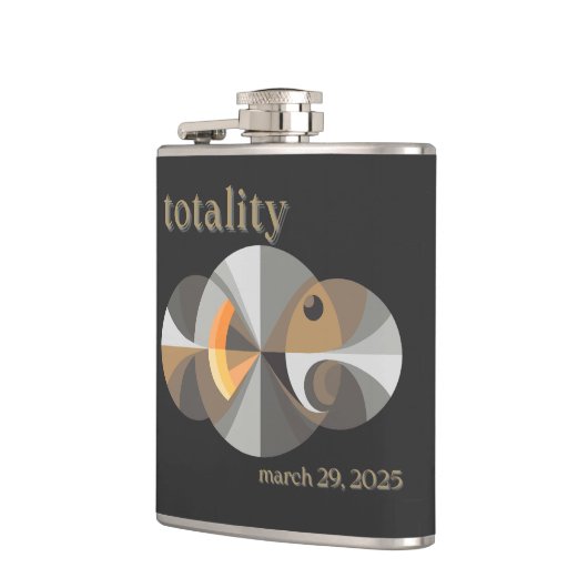 Total Solar Eclipse 2025 minimalistisch ontwerp Heupfles (Links)