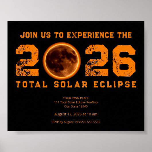 Total Solar Eclipse 2026 Event Poster (Voorkant)