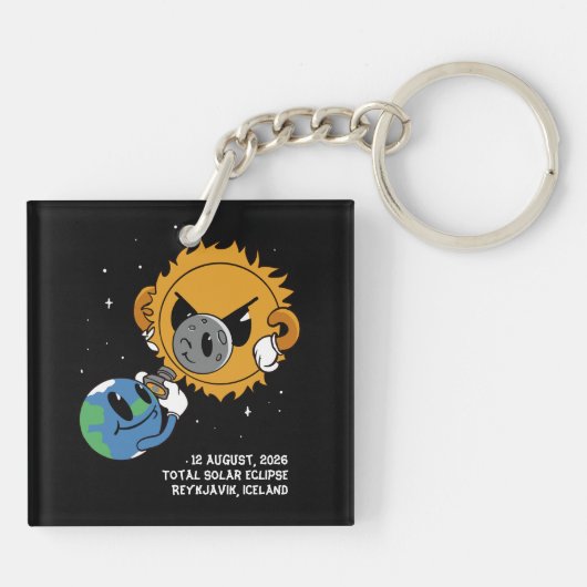 Total Solar Eclipse 2026 Iceland Photobomb Sleutelhanger (Achterkant)