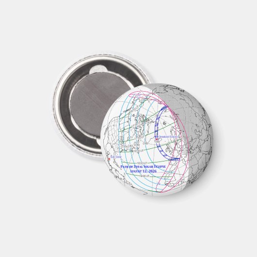 Total Solar Eclipse 2026 Map Magneet (Voorkant / Achterkant)