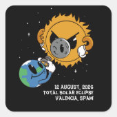 Total Solar Eclipse 2026 Spain Photobomb Vierkante Sticker (Voorkant)