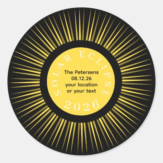 Total solar eclipse 2026 your name personalized ronde sticker (Voorkant)