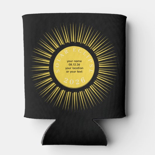 Total solar eclipse 2026 your text personalized blikjeskoeler (Achterkant)