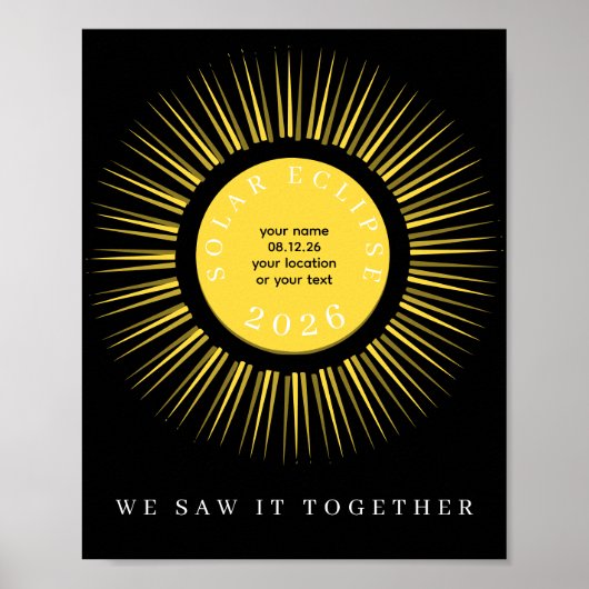 Total solar eclipse 2026 your text personalized poster (Voorkant)