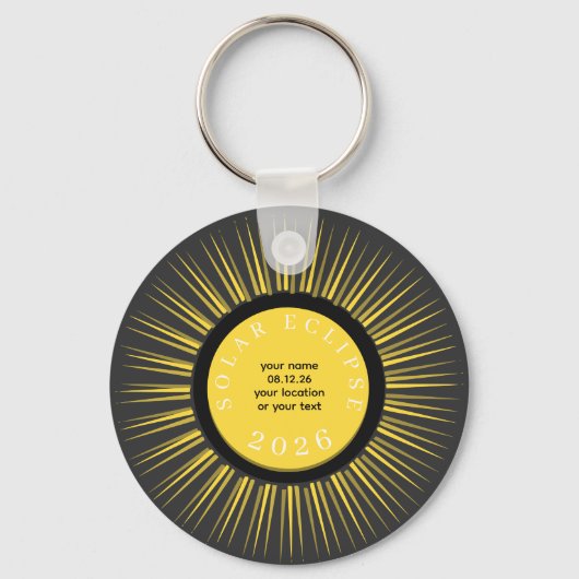 Total solar eclipse 2026 your text personalized sleutelhanger (Voorkant)