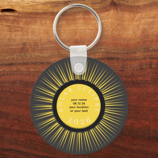 Total solar eclipse 2026 your text personalized sleutelhanger (Voorkant)