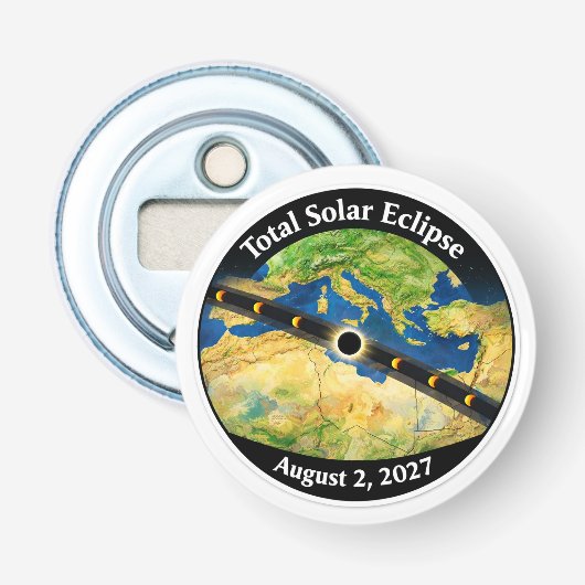 Total Solar Eclipse 2027 Map Button Flesopener (Voorkant)