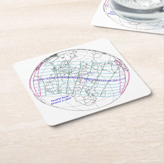 Total Solar Eclipse 2027 Map Kartonnen Onderzetters (Schuin)