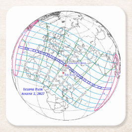 Total Solar Eclipse 2027 Map Kartonnen Onderzetters