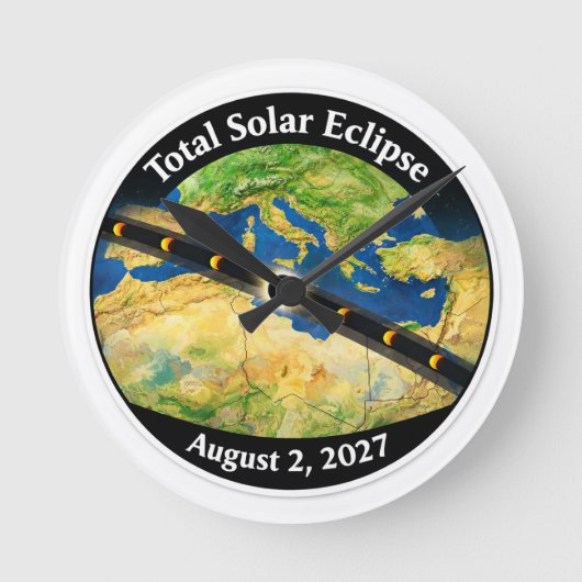 Total Solar Eclipse 2027 Map Ronde Klok (Voorkant)