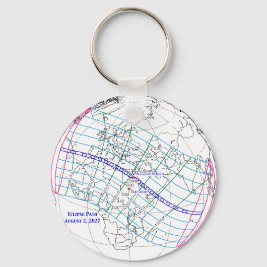Total Solar Eclipse 2027 Map Sleutelhanger (Voorkant)