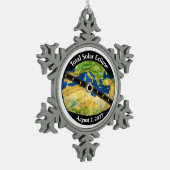 Total Solar Eclipse 2027 Map Tin Sneeuwvlok Ornament (Links)