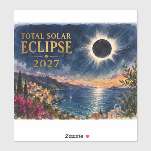 Total Solar Eclipse 2027 Mediterranean  Sticker (Vel)