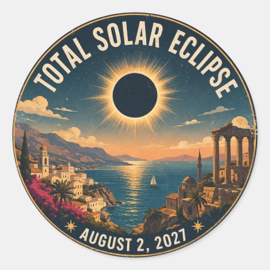 Total Solar Eclipse 2027  Ronde Sticker (Voorkant)