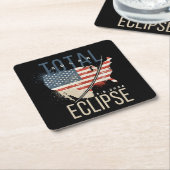 Total Solar Eclipse 4.8.2024 USA Kaart Gepersonali Kartonnen Onderzetters (Schuin)