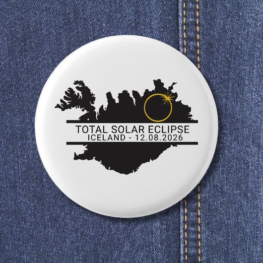 Total Solar Eclipse August 12 2026 – Iceland Ronde Button 3,2 Cm