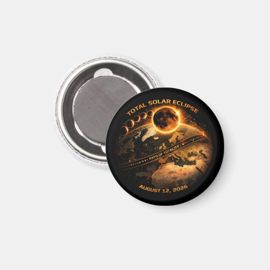 Total Solar Eclipse August 12, 2026 Magneet (Voorkant / Achterkant)
