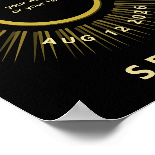 Total solar eclipse August 2026 add your text Poster (Hoek)