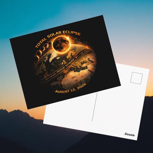 Total Solar Eclipse August 2026 Path of Totality Briefkaart
