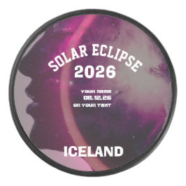 Total solar eclipse August 2026 text personalized Hockey Puck