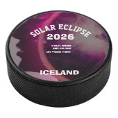Total solar eclipse August 2026 text personalized Hockey Puck (3/4)