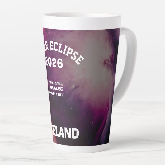 Total solar eclipse August 2026 text personalized Latte Mok (Rechterhoek)