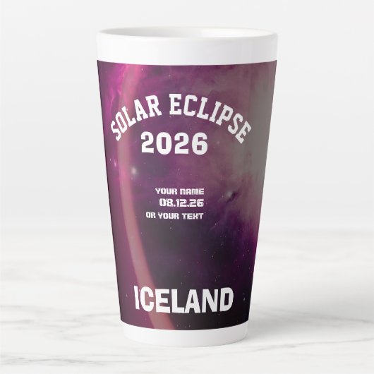 Total solar eclipse August 2026 text personalized Latte Mok (Voorkant)