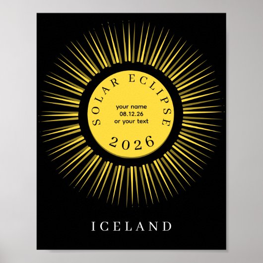 Total solar eclipse August 2026 text personalized Poster (Voorkant)
