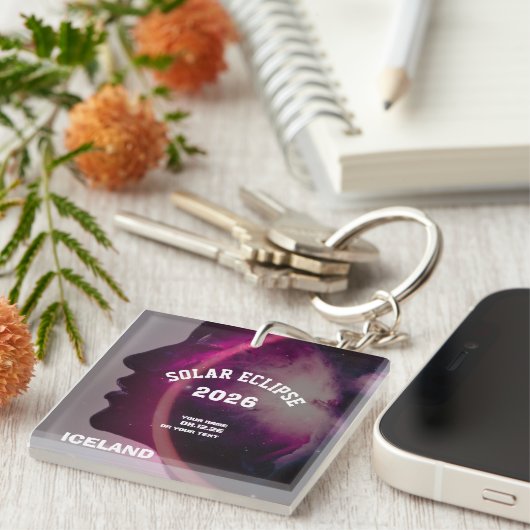 Total solar eclipse August 2026 text personalized Sleutelhanger (Voorkant Rechts)