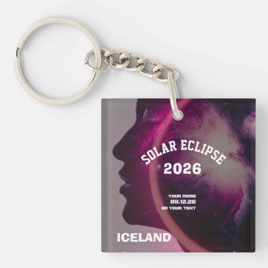 Total solar eclipse August 2026 text personalized Sleutelhanger (voorkant)