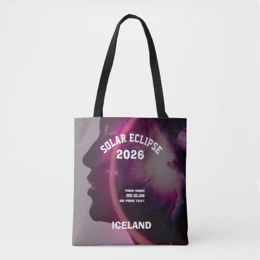 Total solar eclipse August 2026 text personalized Tote Bag (Voorkant)