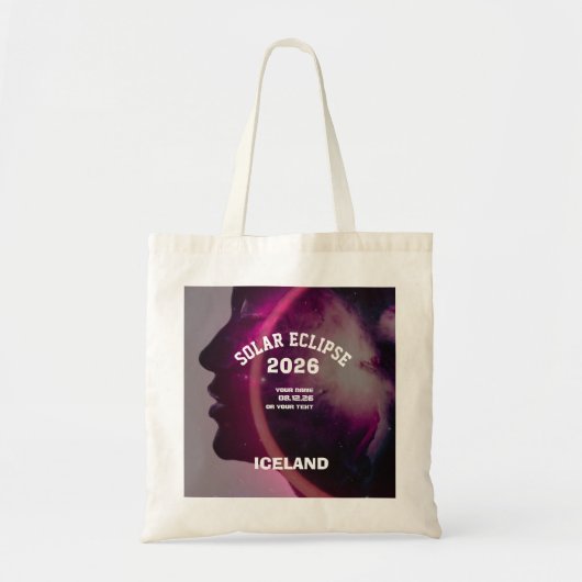 Total solar eclipse August 2026 text personalized Tote Bag (Voorkant)