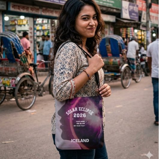 Total solar eclipse August 2026 text personalized Tote Bag