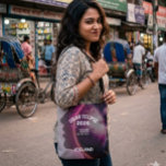 Total solar eclipse August 2026 text personalized Tote Bag<br><div class="desc">This design shows the side profile of a human face created with soft abstract shapes and glowing pink and purple light effects. The smooth curves and bright highlights give the image a futuristic and artistic feel. The dark background makes the glowing colors stand out, creating a mysterious and elegant look....</div>