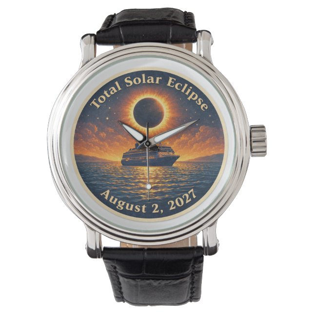 Total Solar Eclipse August 2 2027 cruise ship  Horloge (Voorkant)