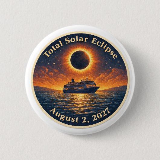 Total Solar Eclipse August 2 2027 cruise ship  Ronde Button 5,7 Cm (Voorkant)