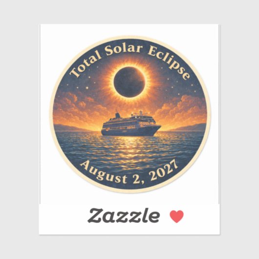 Total Solar Eclipse August 2 2027 cruise ship  Sticker (Vel)