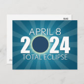 Total Solar Eclipse - Blauw ontwerp Briefkaart (Voorkant / Achterkant)